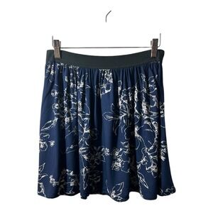 Abercrombie Fitch Navy White Floral Print Elastic Waist A Line Mini Skirt L